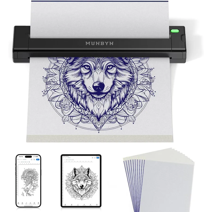MUNBYN ITP05S - Stampante stencil tatuaggi Bluetooth portatile