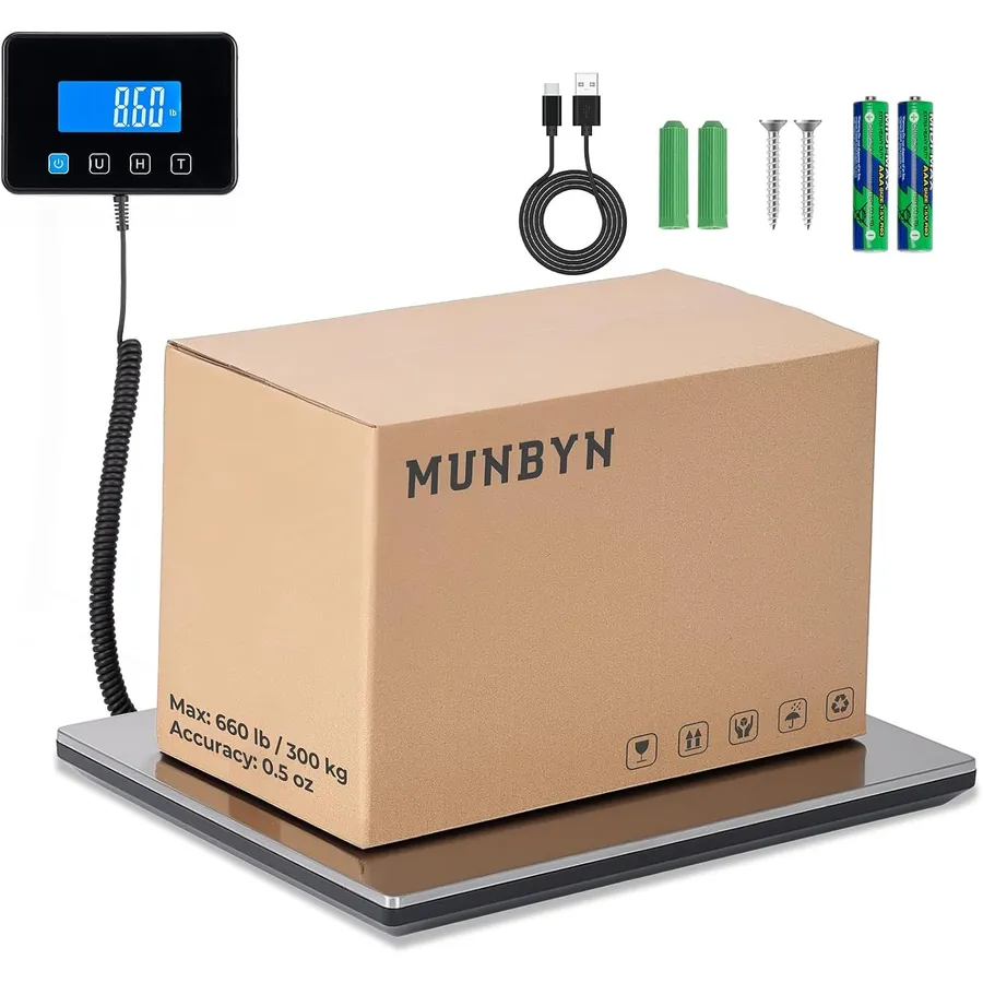MUNBYN Bilancia 300 kg - Bilancia pesapacchi con display separato