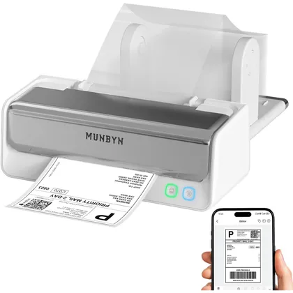 MUNBYN RW405B - Stampante per etichette con porta etichette integrato